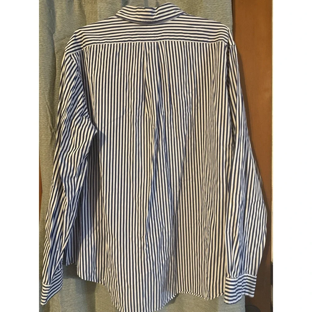 Ralph Lauren Shirt XXL Triple Ponies Blue Stripes light Academia Preppy - Picture 6 of 7